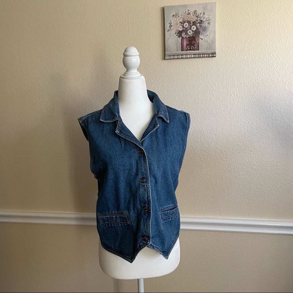 SOLD Vintage 💗 Y NOT Sportswear Blue Denim Vest with Pockets Women's Size: Med - Picture 8 of 10